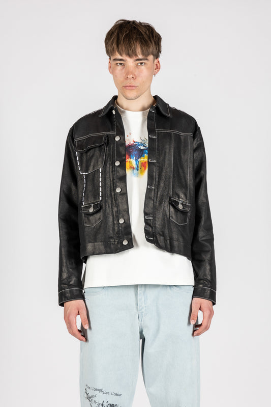 BLACK WAXED DENIM JACKET